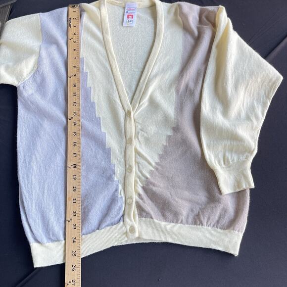 St. Michael Men Cardigan Sweater Size 44 Lambswool Button Up Long Sleeve Grandpa - Picture 8 of 9